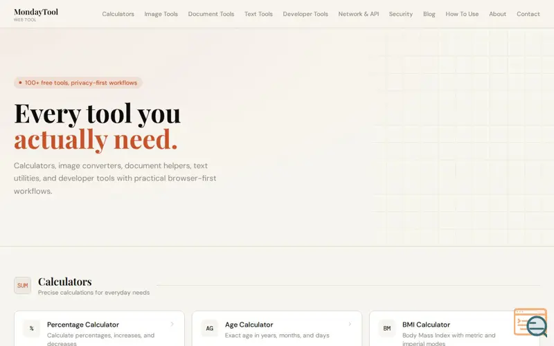 Screenshot of MondayTool