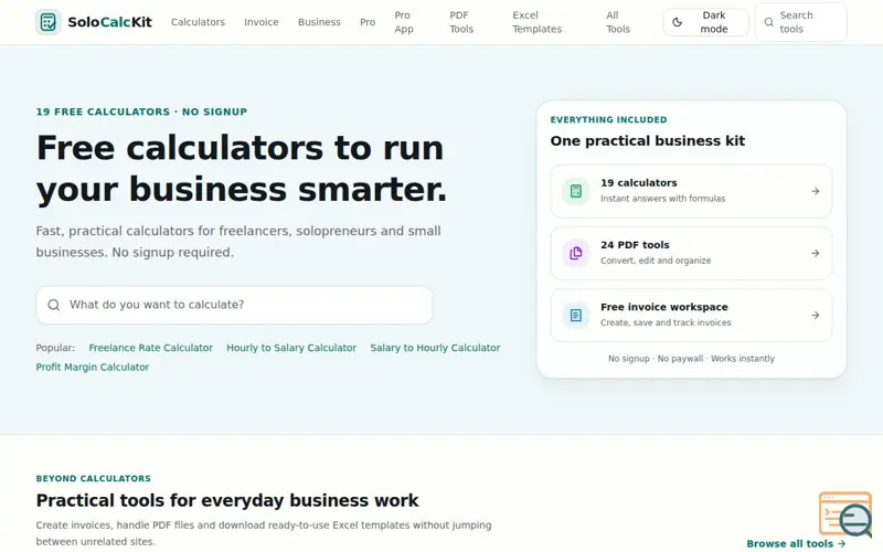 Screenshot of SoloCalcKit