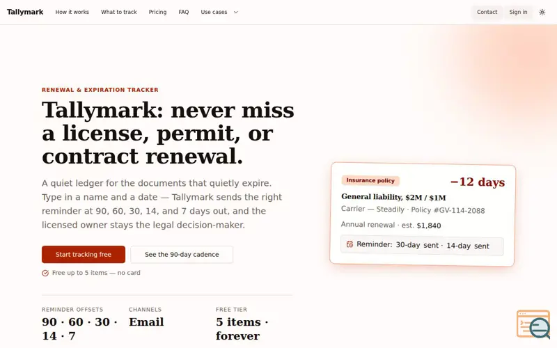 Screenshot of Tallymark