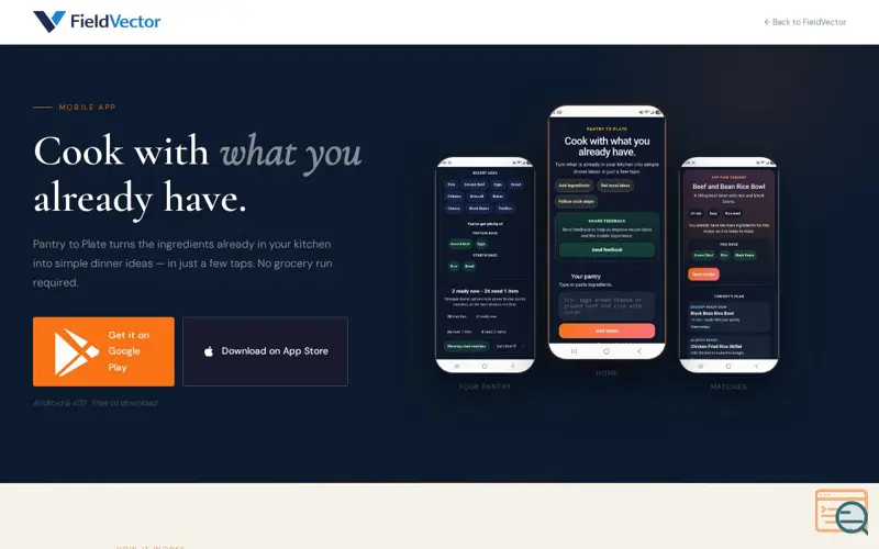 Screenshot of Pantry to Plate