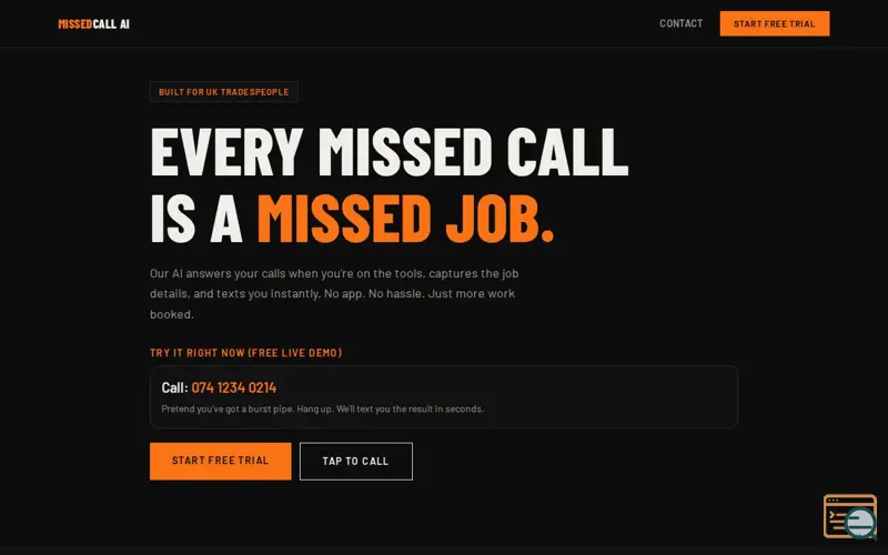 Screenshot of MissedCallAI