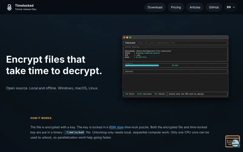 Screenshot of Timelocked
