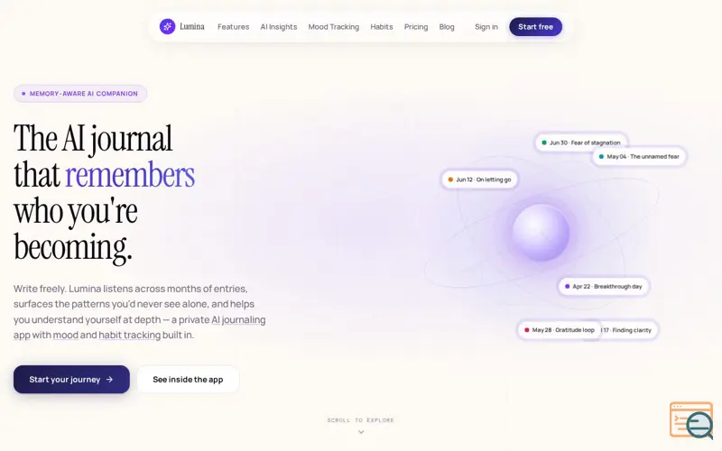 Screenshot of Lumina Journal AI