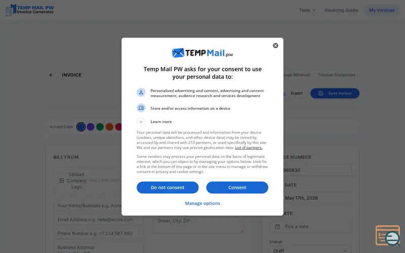 Screenshot of Free Online Invoice Generator