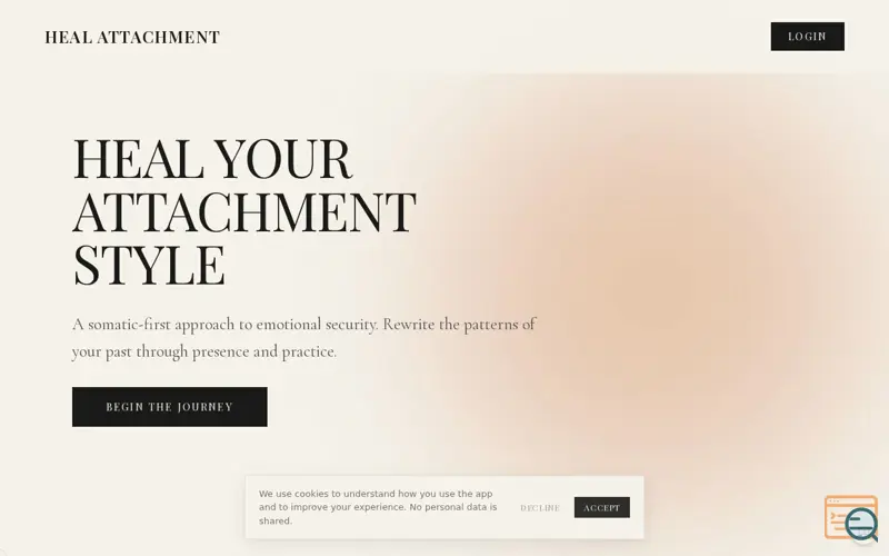 Screenshot of Heal Attachment, a launch using Simple Analytics