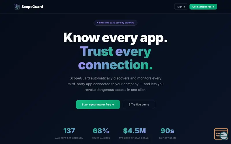 Screenshot of ScopeGuard — SSPM Platform