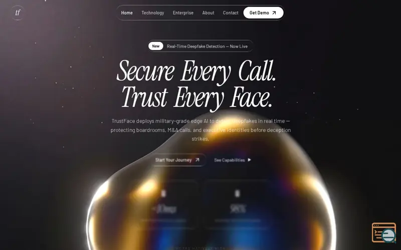 Screenshot of Trustface Real-Time Deepfake Protection