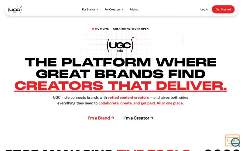 Screenshot of UGC India