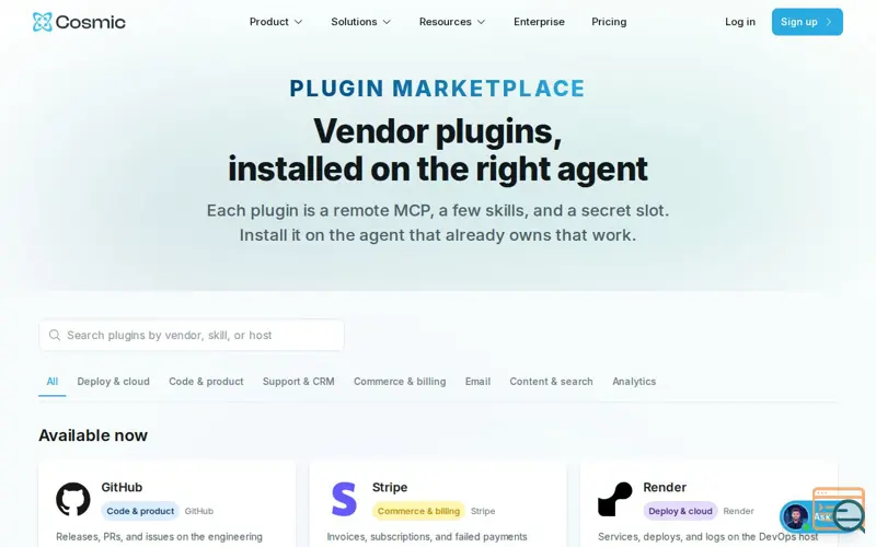 Screenshot of Cosmic Agent Plugins