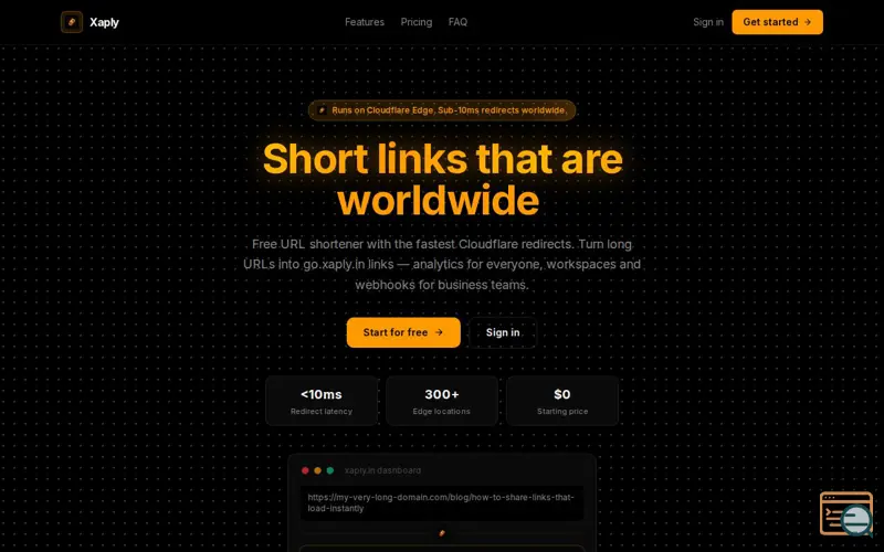 Screenshot of Xaply — URL Shortener