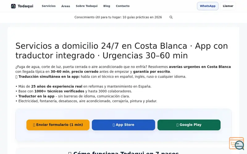 Screenshot of Todaqui