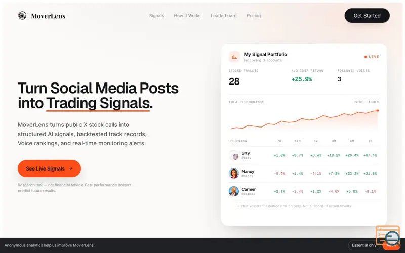Screenshot of MoverLens