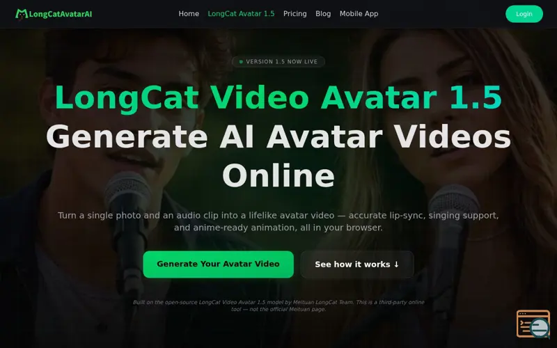 Screenshot of longcat video avatar 1.5