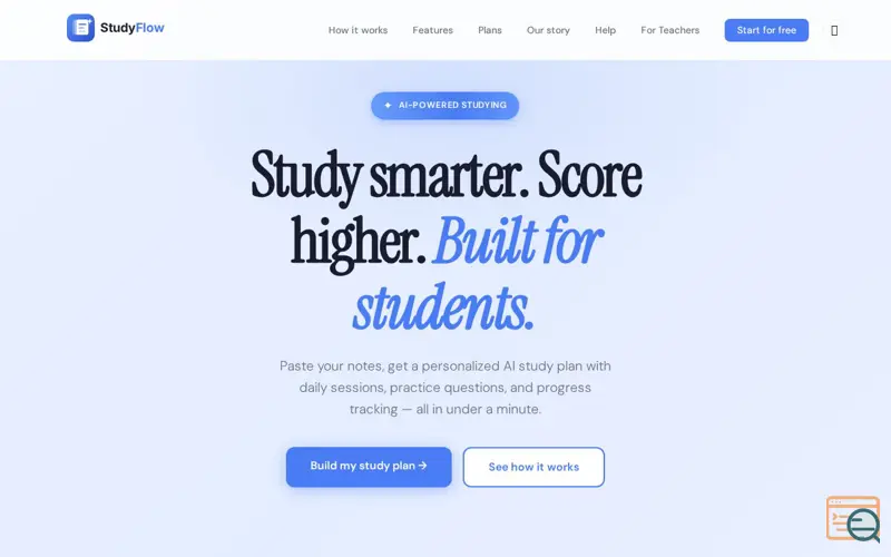 Screenshot of StudyFlow — Lessons into study plans.