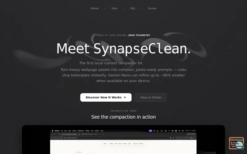 Screenshot of SynapseClean