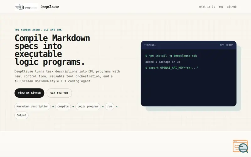 Screenshot of Deepclause
