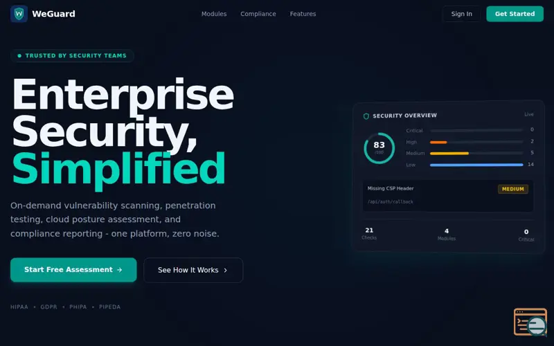 Screenshot of WeGuard