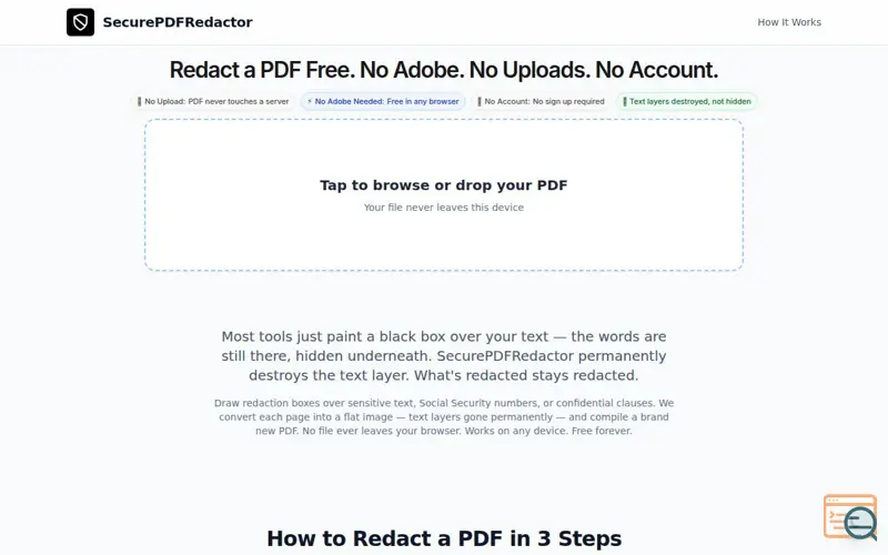 Screenshot of SecurePDFRedactor