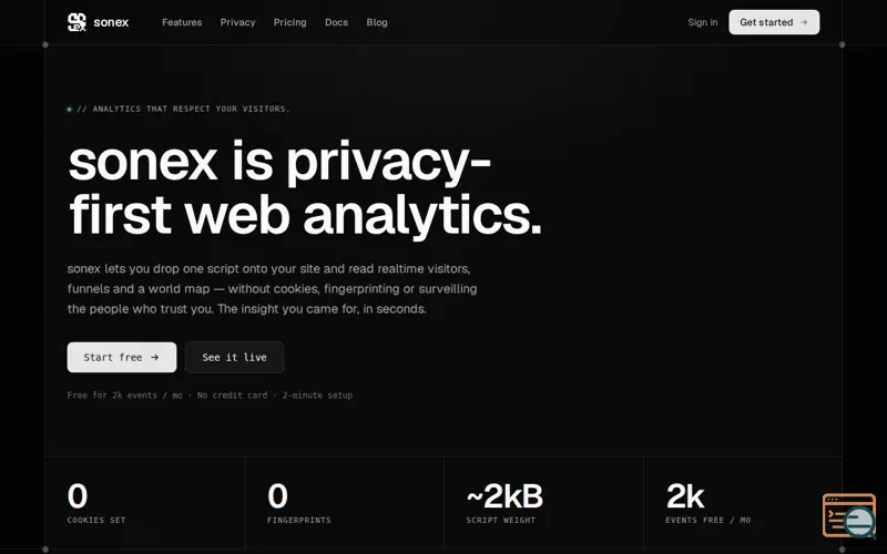 Screenshot of sonex
