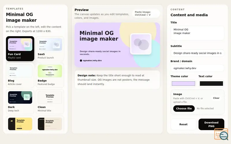 Screenshot of Minimal OG Image Maker