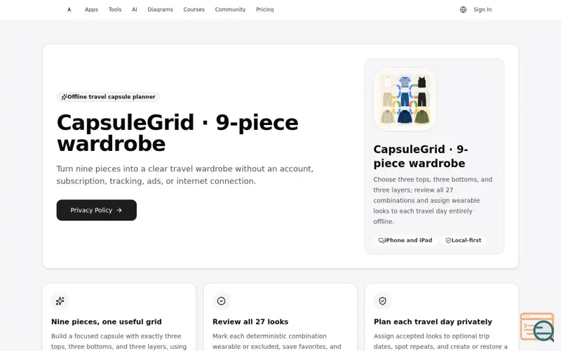 Screenshot of CapsuleGrid