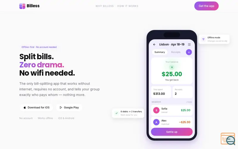 Screenshot of Billess