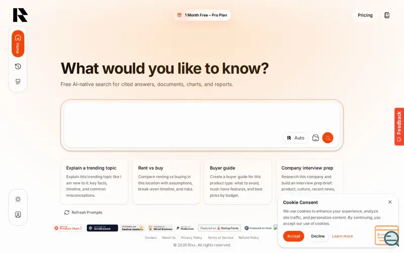 Screenshot of Rixx, a launch using Appzi
