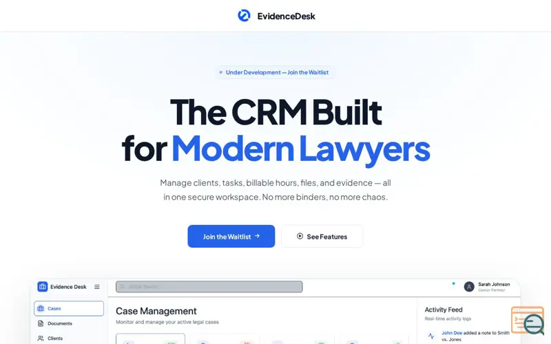 Screenshot of EvidenceDesk — Modern Case Management