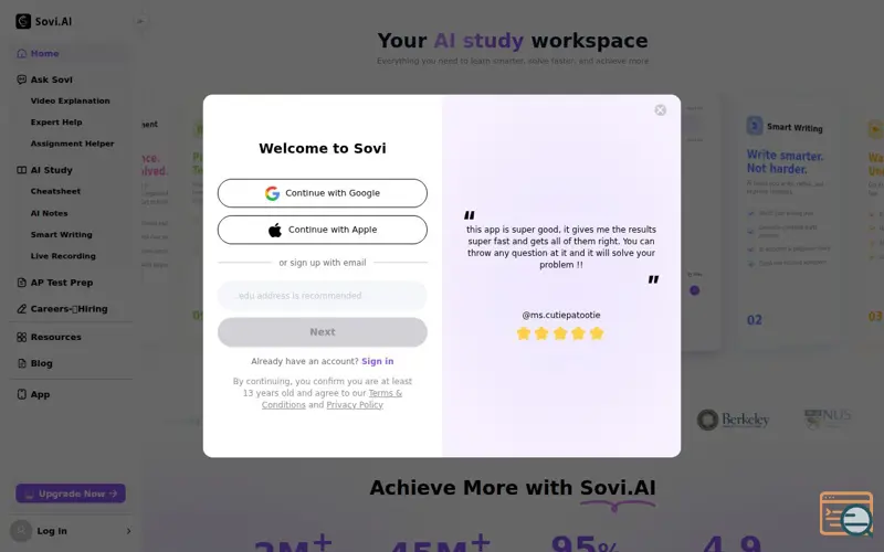 Screenshot of Sovi Web, a launch using Feishu / Lark