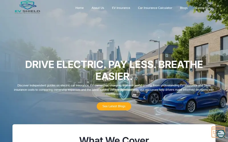 Screenshot of Electric Vehicle Insurance Guides –EV & Contractor Insurance