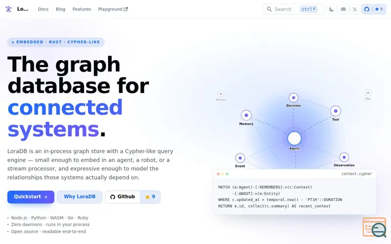 Screenshot of LoraDB
