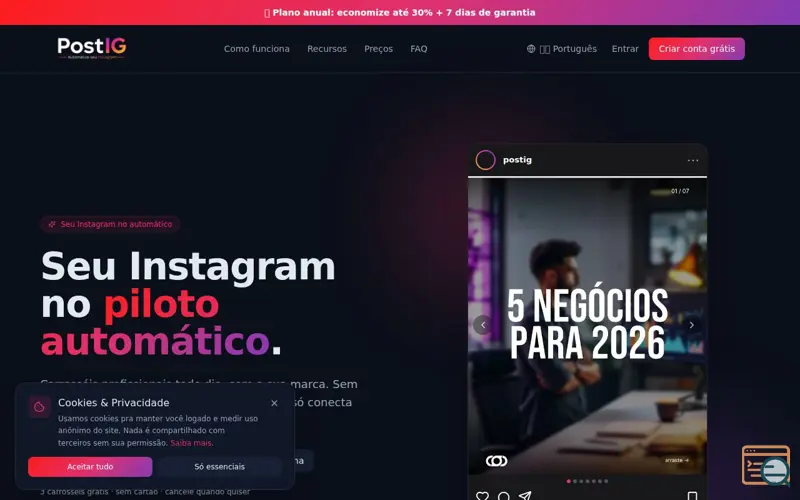 Screenshot of Postig