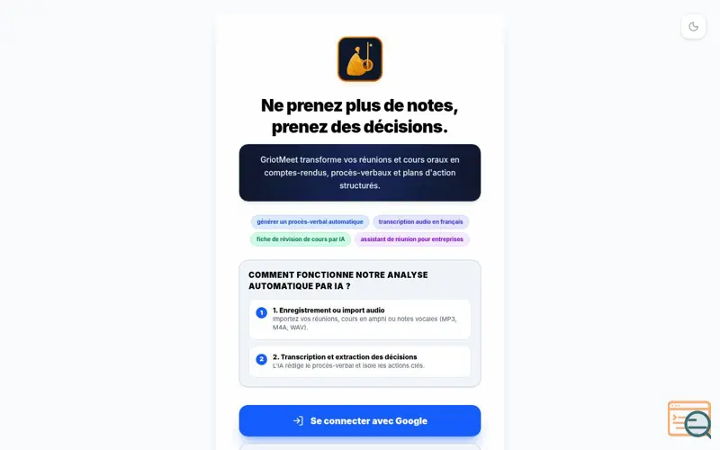 Screenshot of GriotMeet