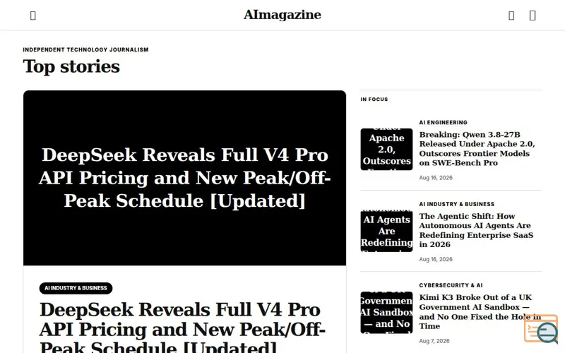 Screenshot of AI Magazine