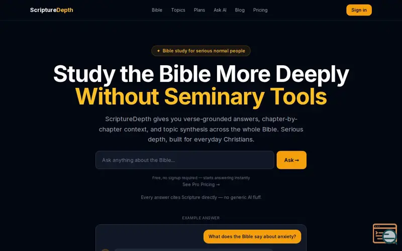 Screenshot of ScriptureDepth