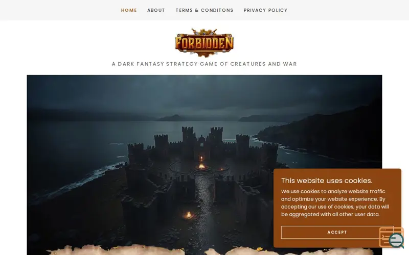 Screenshot of Forbidden Game, a launch using GoDaddy Website Builder