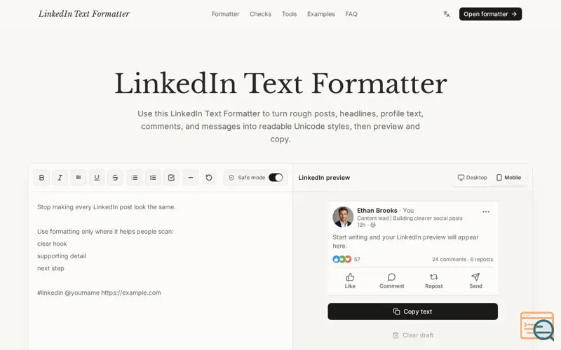Screenshot of Social Text Tools