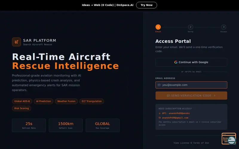 Screenshot of SAR Platform(AI prediction with physics)