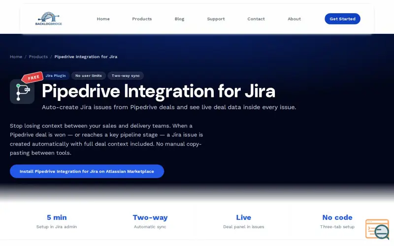Screenshot of Pipedrive Integration for Jira