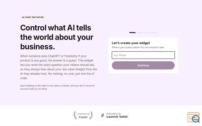 Screenshot of AI Chat Initiator, a launch using LaunchVault