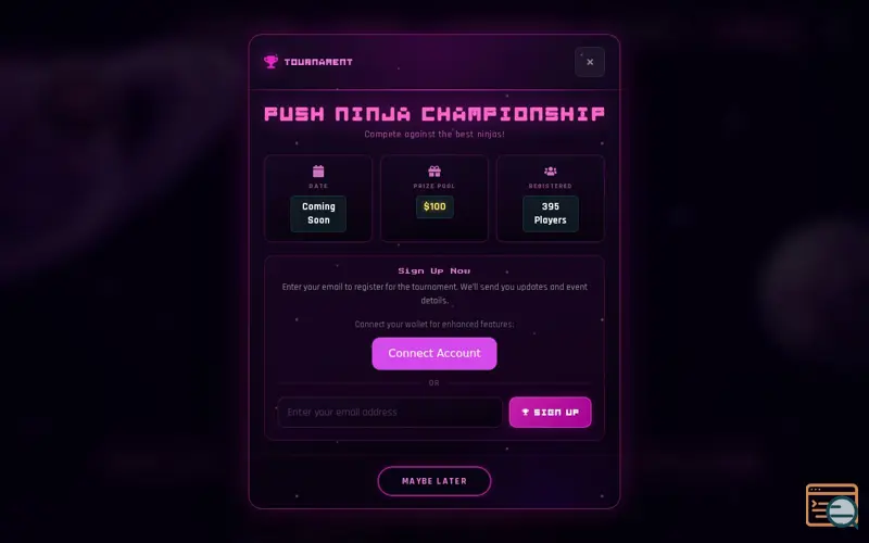 Screenshot of Push Ninja, a launch using BNB Chain