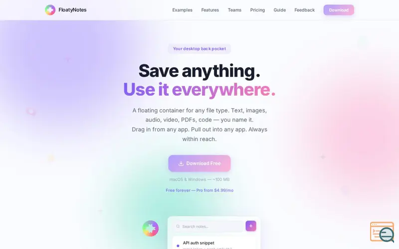 Screenshot of FloatyNotes — Your Desktop Back Pocket
