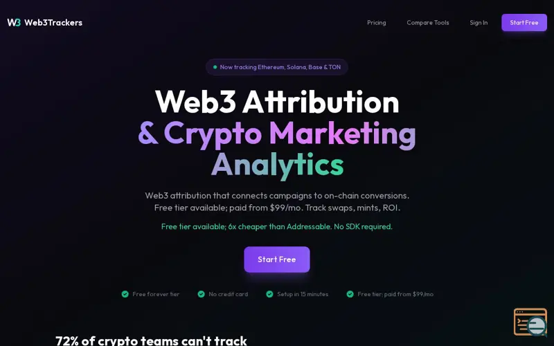 Screenshot of Web3Trackers