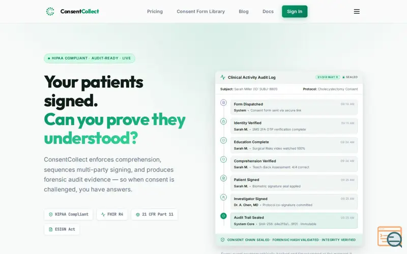 Screenshot of ConsentCollect