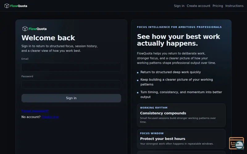 Screenshot of FlowQuota
