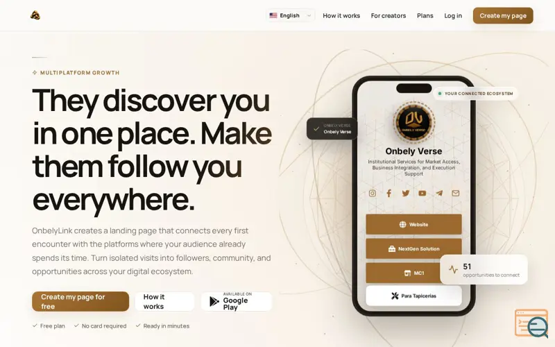 Screenshot of Onbely Links