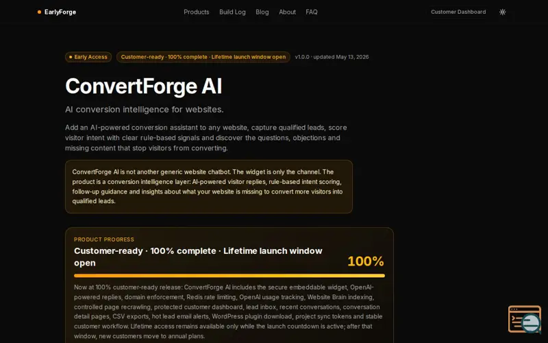 Screenshot of ConvertForge AI
