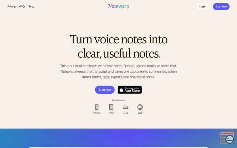 Screenshot of Notewarp