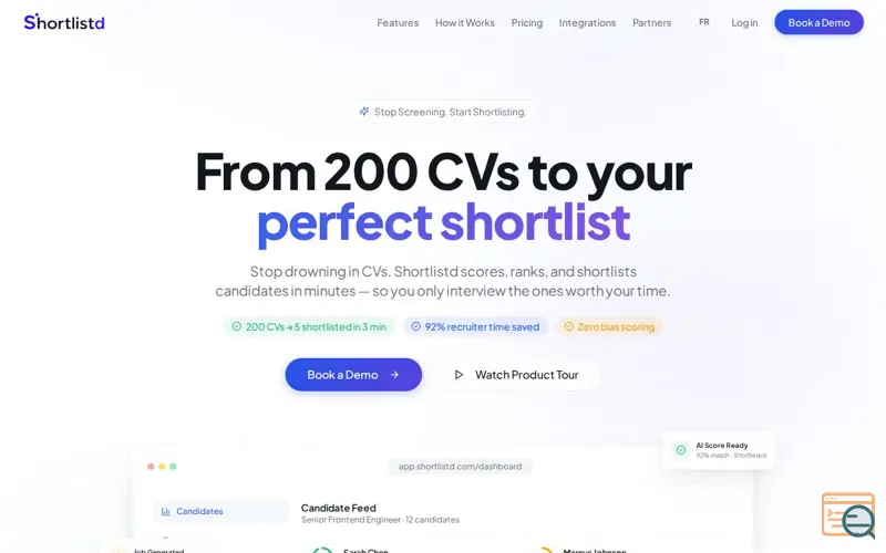 Screenshot of Shortlistd