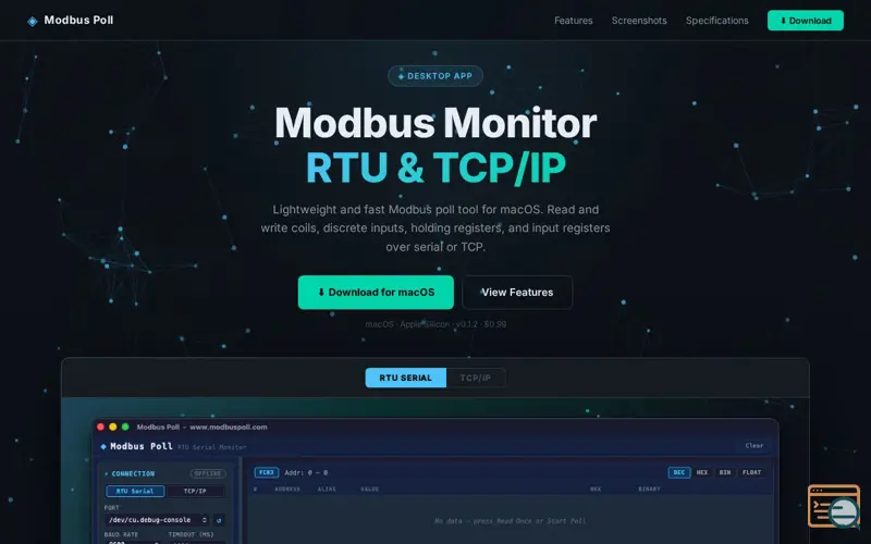 Screenshot of Modbus Poll